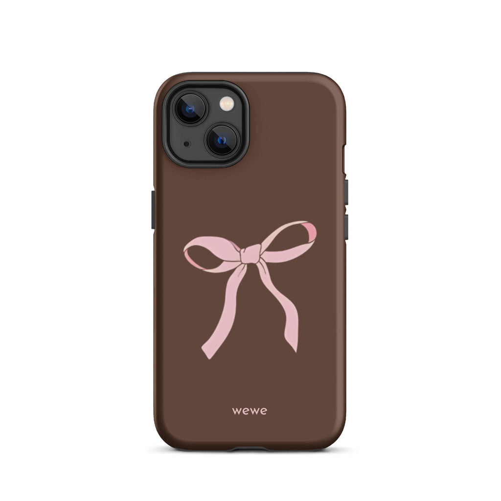 Custom mocha bow iphone case 13 pink bows and chocolate.