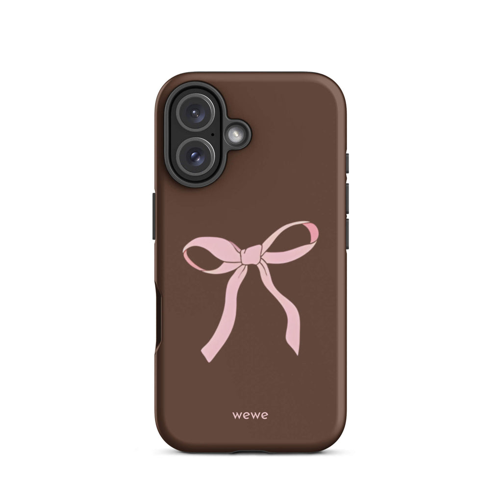 Custom mocha bow iphone case 16 pink bows and chocolate.