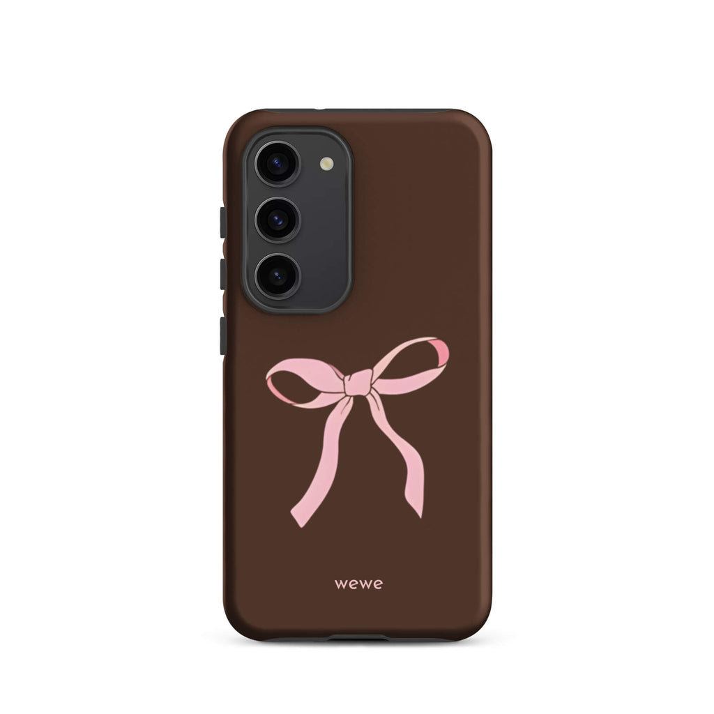Custom mocha bow samsung galaxy s23 pink bows and chocolate.
