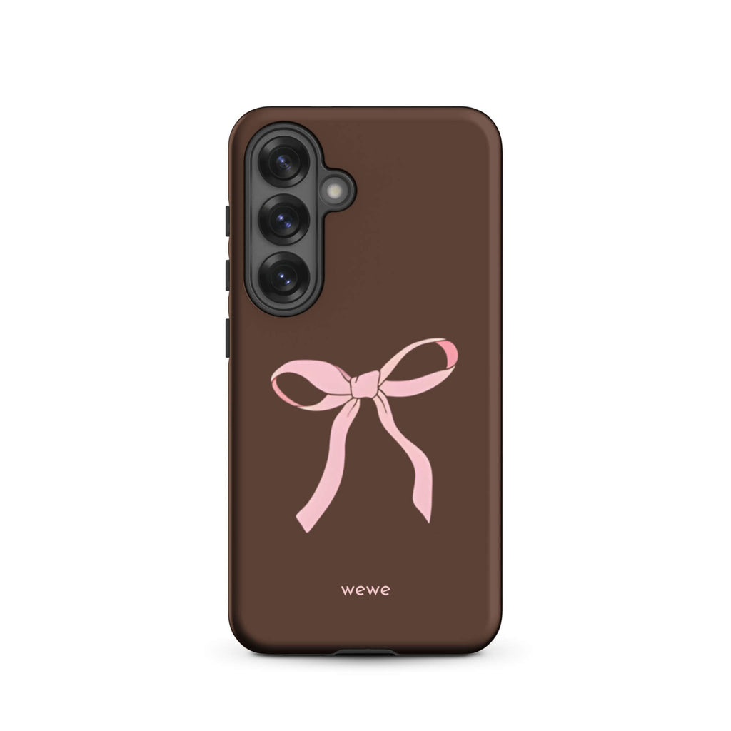 Custom mocha bow samsung galaxy s25 pink bows and chocolate.