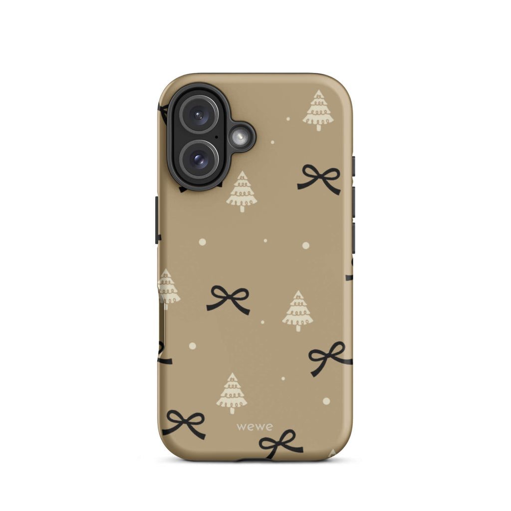 Custom cozy holiday iphone case 16 soft cafe tones.