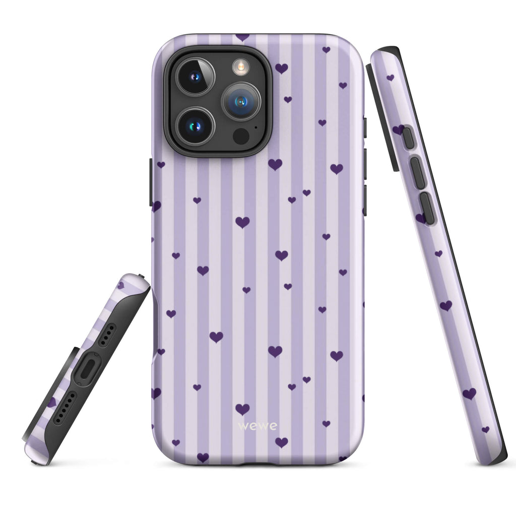 Custom purple heart iPhone case 16 pro max romantic aesthetic.