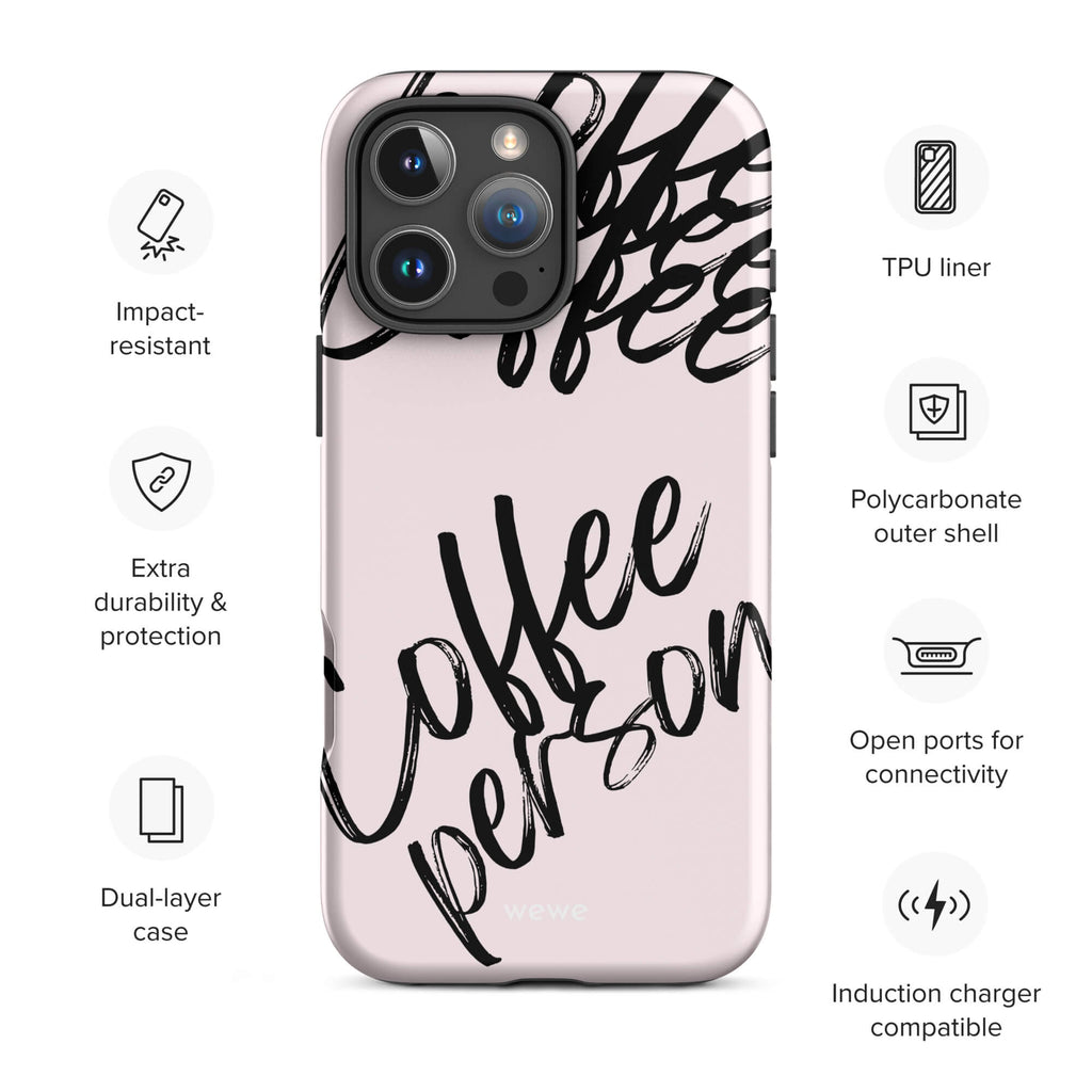 Custom coffee lover iphone case 16 pro max wireless charging compatible.