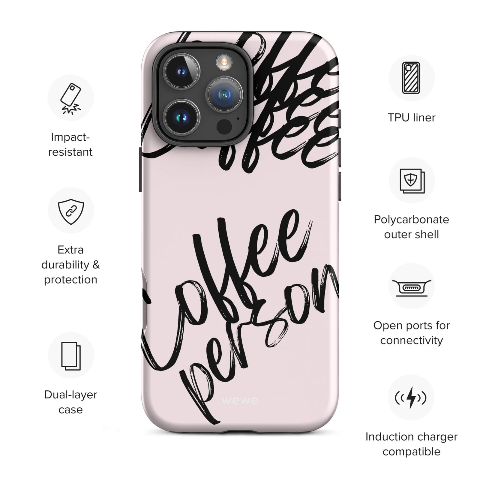 Custom coffee lover iphone case 16 pro max wireless charging compatible.