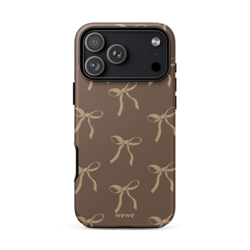Custom espresso bows iphone case 17 pro max delightful aesthetic.