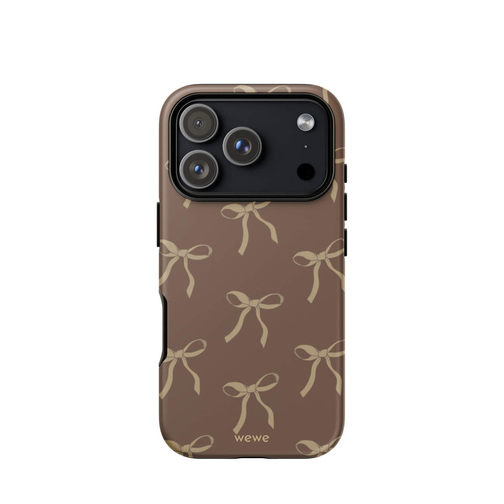 Custom espresso bows iphone case 17 pro delightful aesthetic.