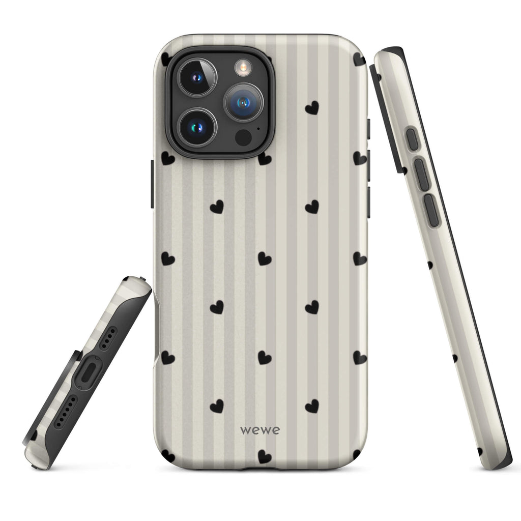 Custom charming heart iPhone case 16 pro max slim fit.