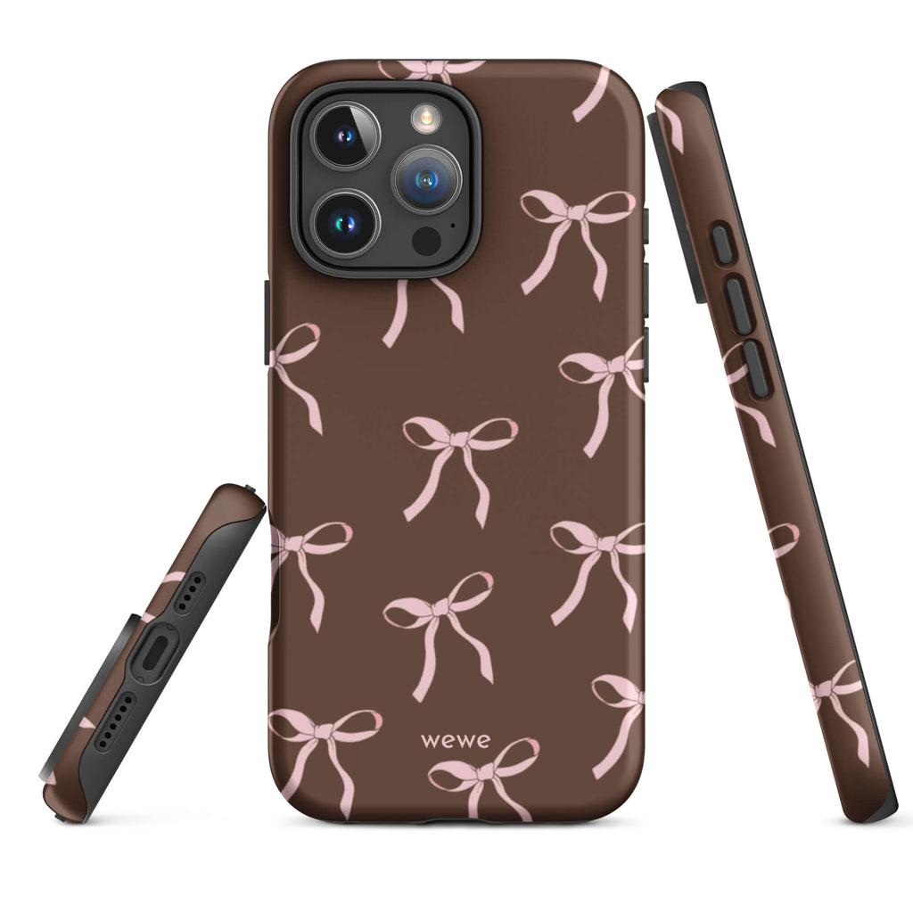 Custom caramel bows iphone case 16 pro max adorable design.