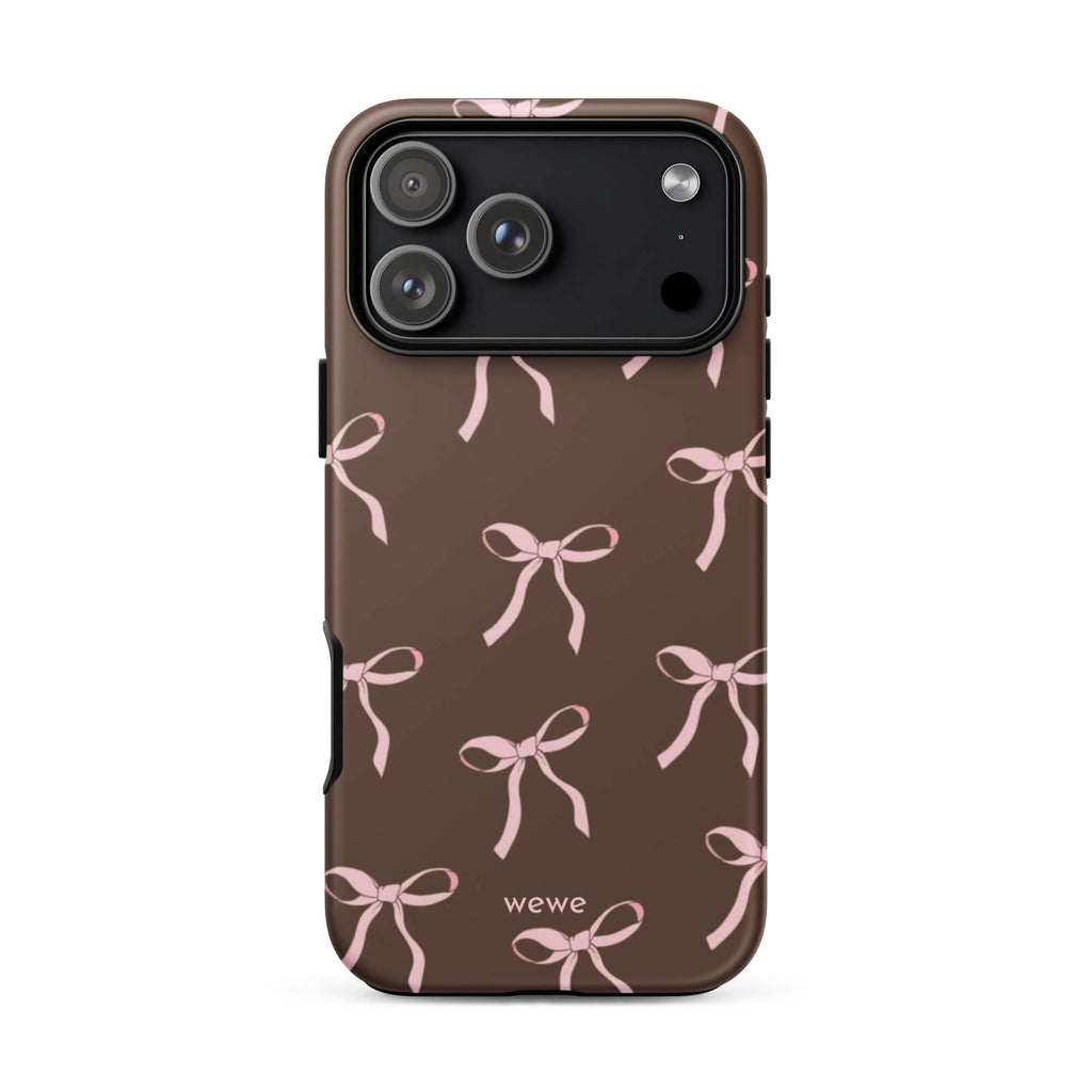 Custom caramel bows iphone case 17 pro max pink bows design.