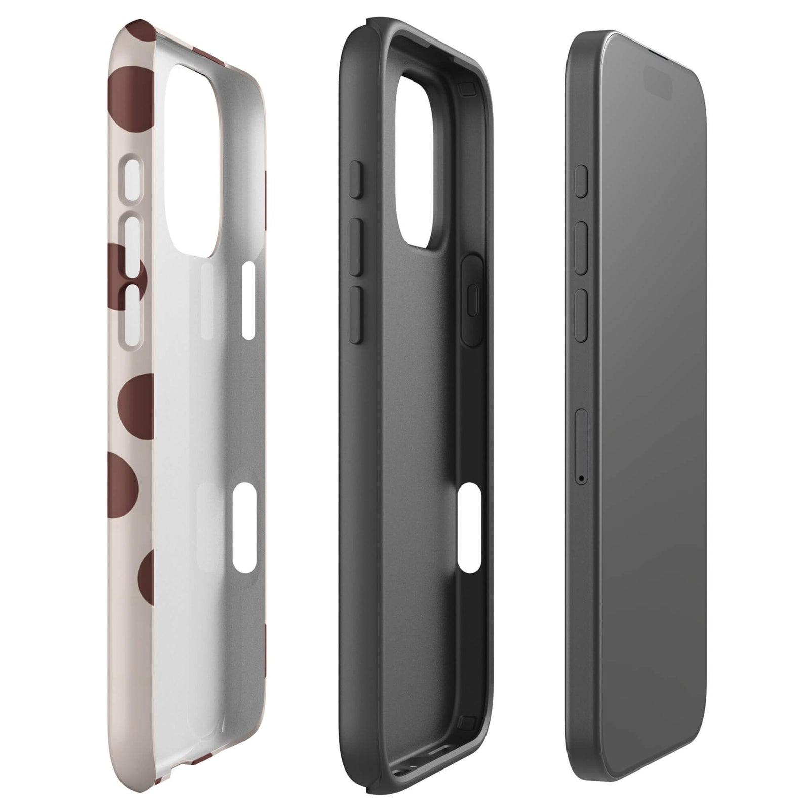 Custom bold brown polka dot iphone case 16 pro max dual-layer shockproof protection.