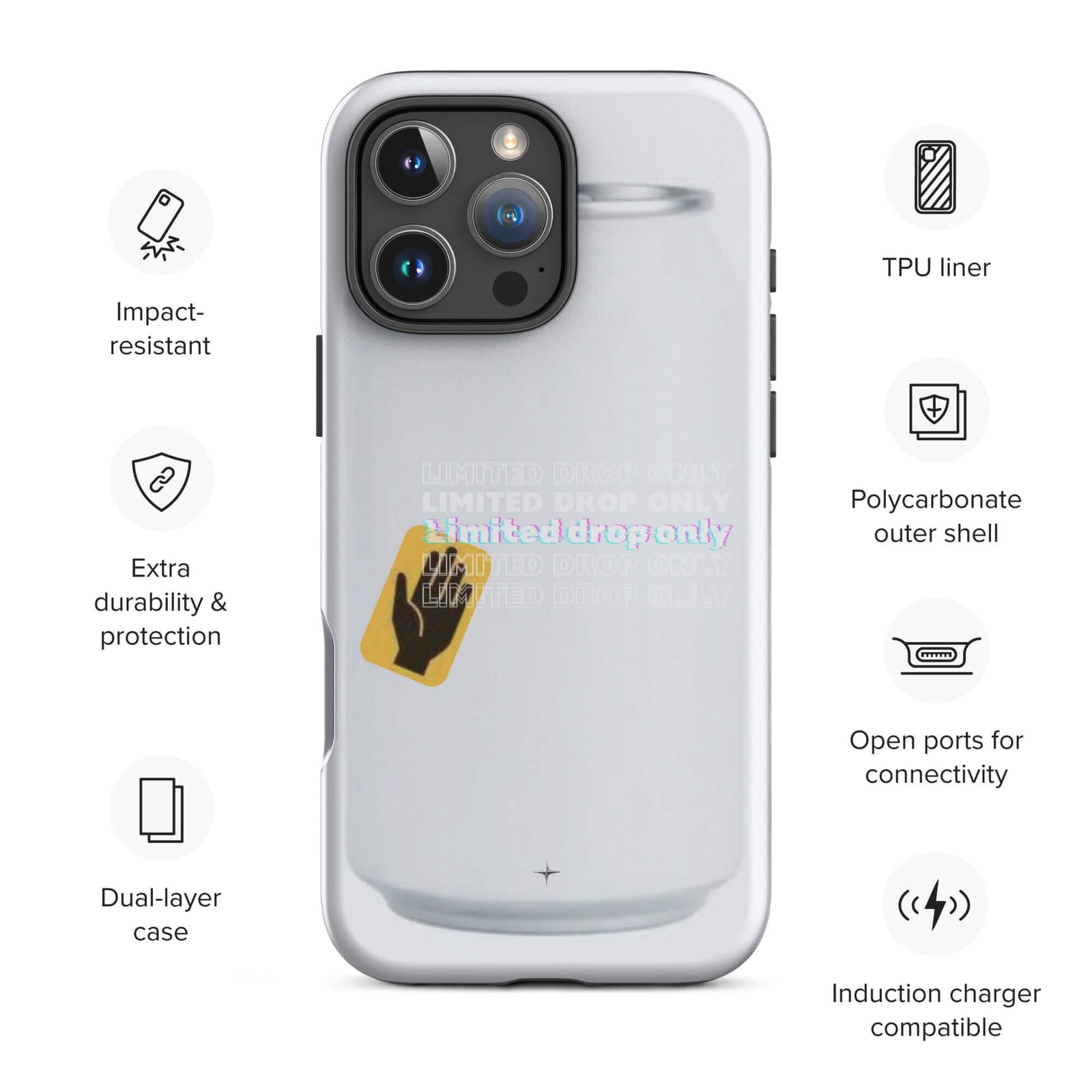 Balance Line white tough iphone 16 pro max case geometric minimal design shockproof protection