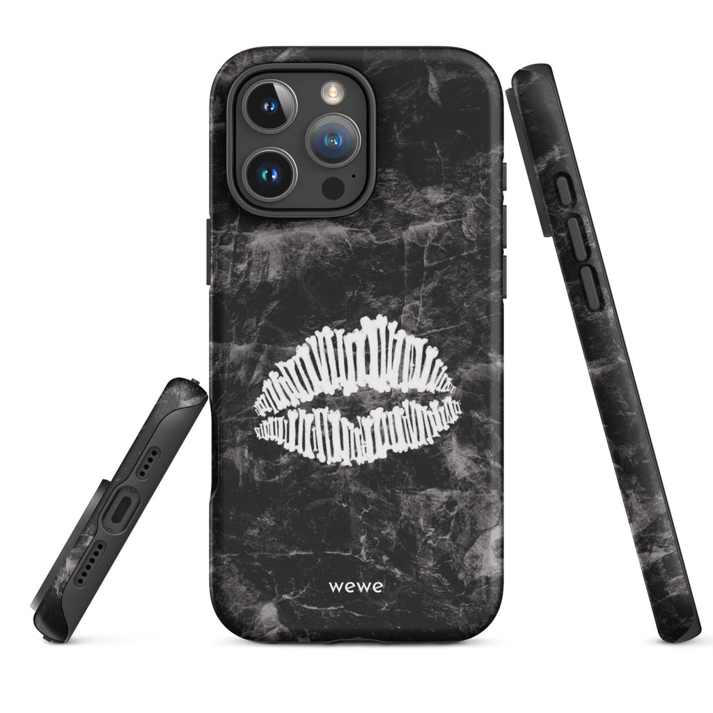 Custom white lips iPhone case 16 pro max iconic fashion style.