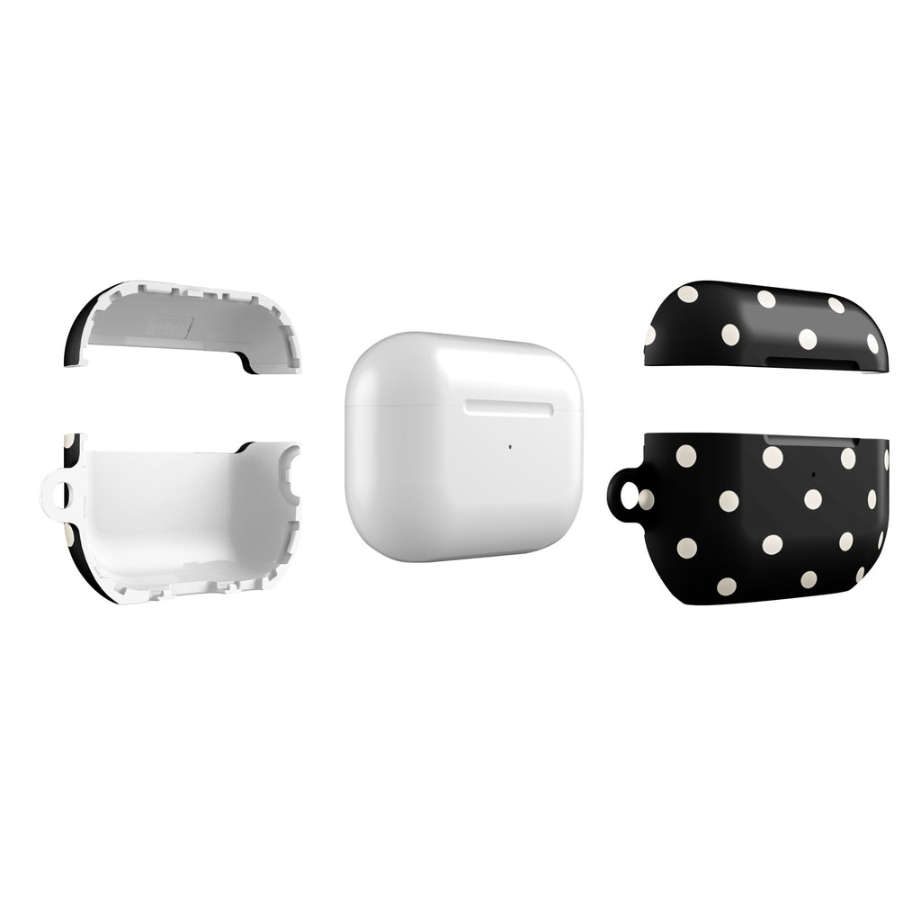 Custom black polka dot iphone case AirPods case pro gen2 slim protective.