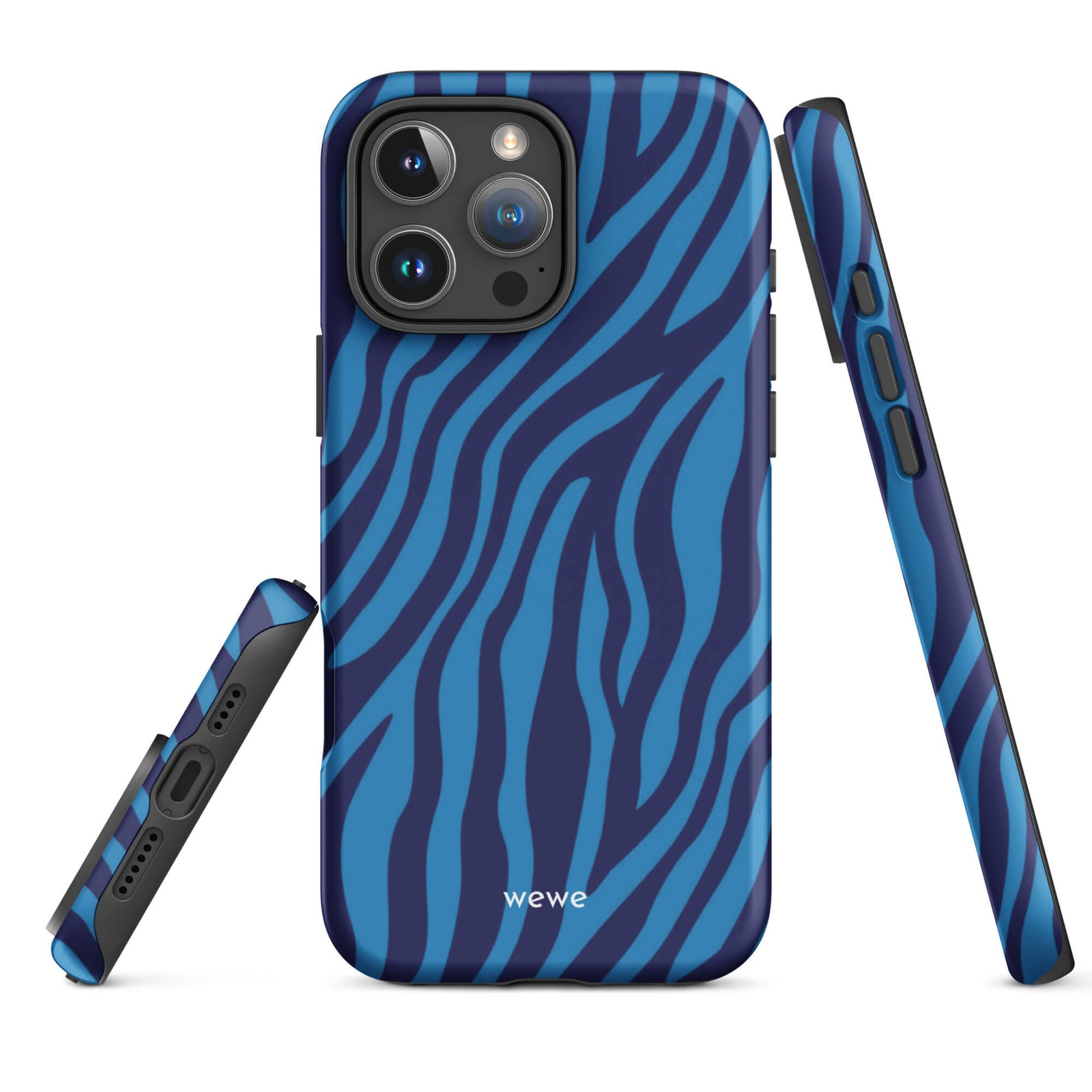 Custom deep blue hues iphone case 16 pro max thoughtful pattern design.