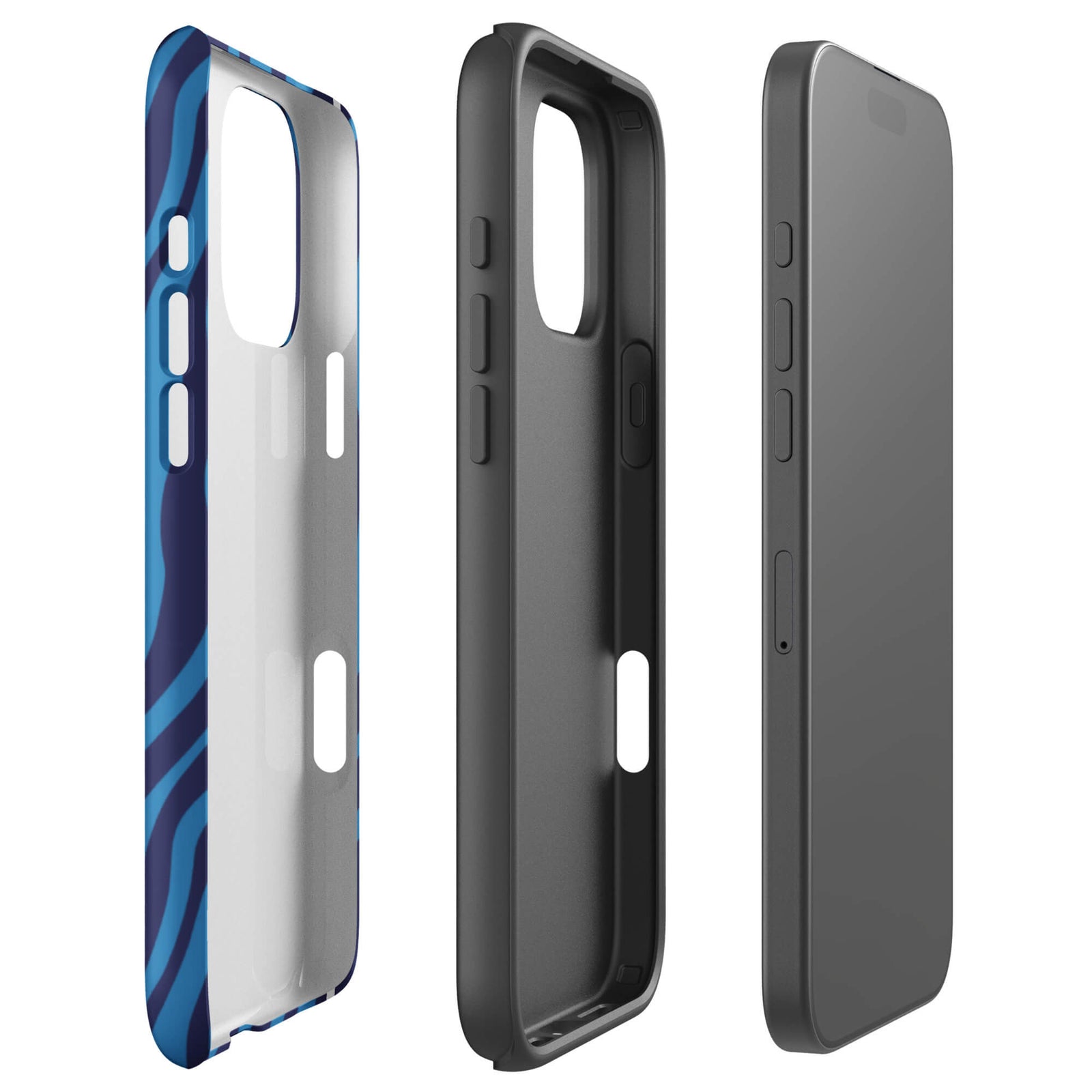 Custom deep blue hues iphone case 16 pro max dual-layer shockproof protection.