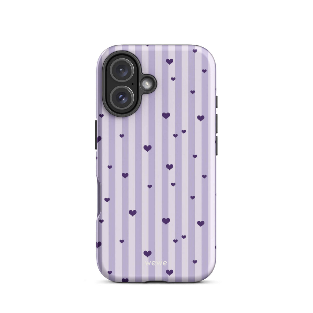 Custom purple heart iPhone case 16 romantic aesthetic.