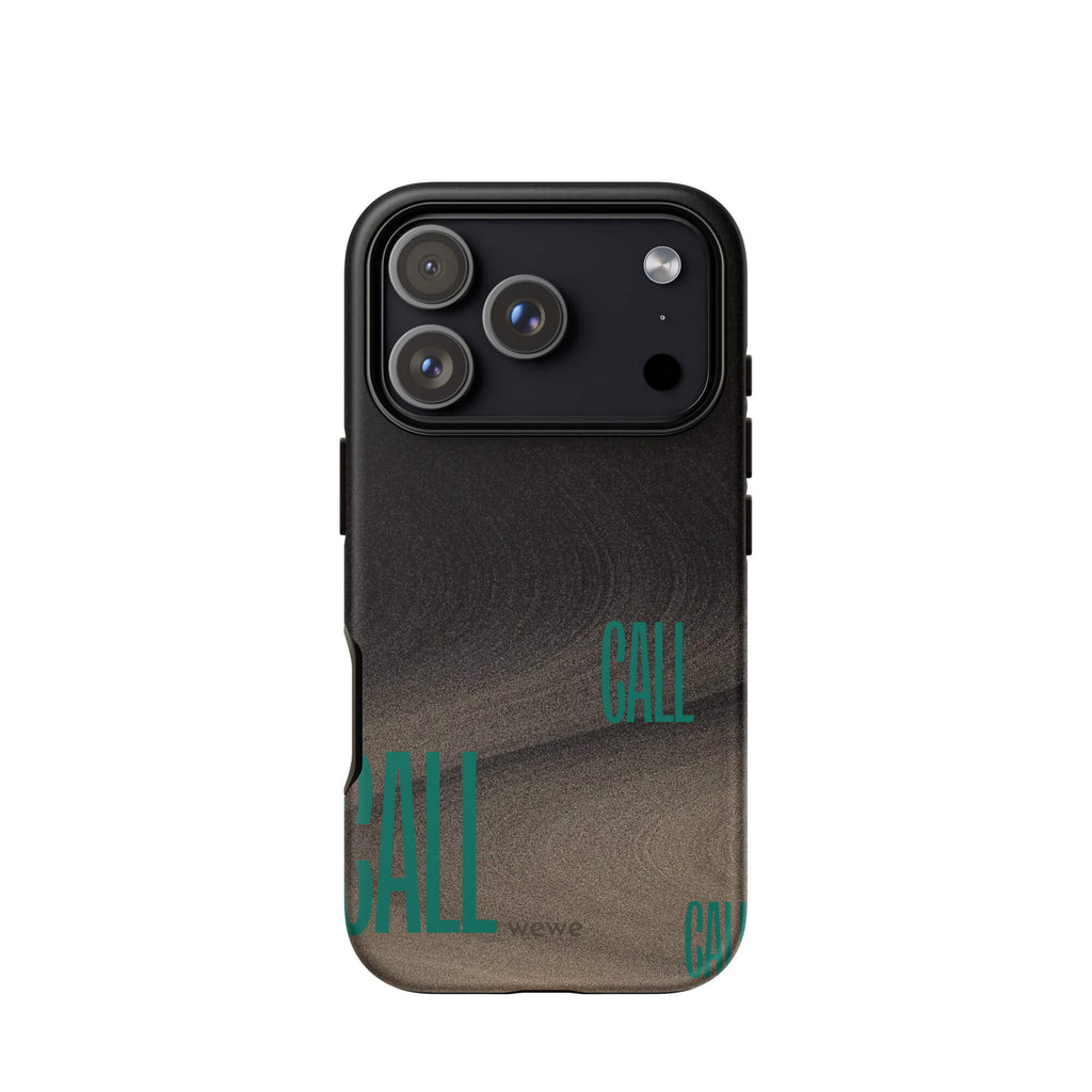 Custom your calling iPhone case 17 pro green graphic text design.