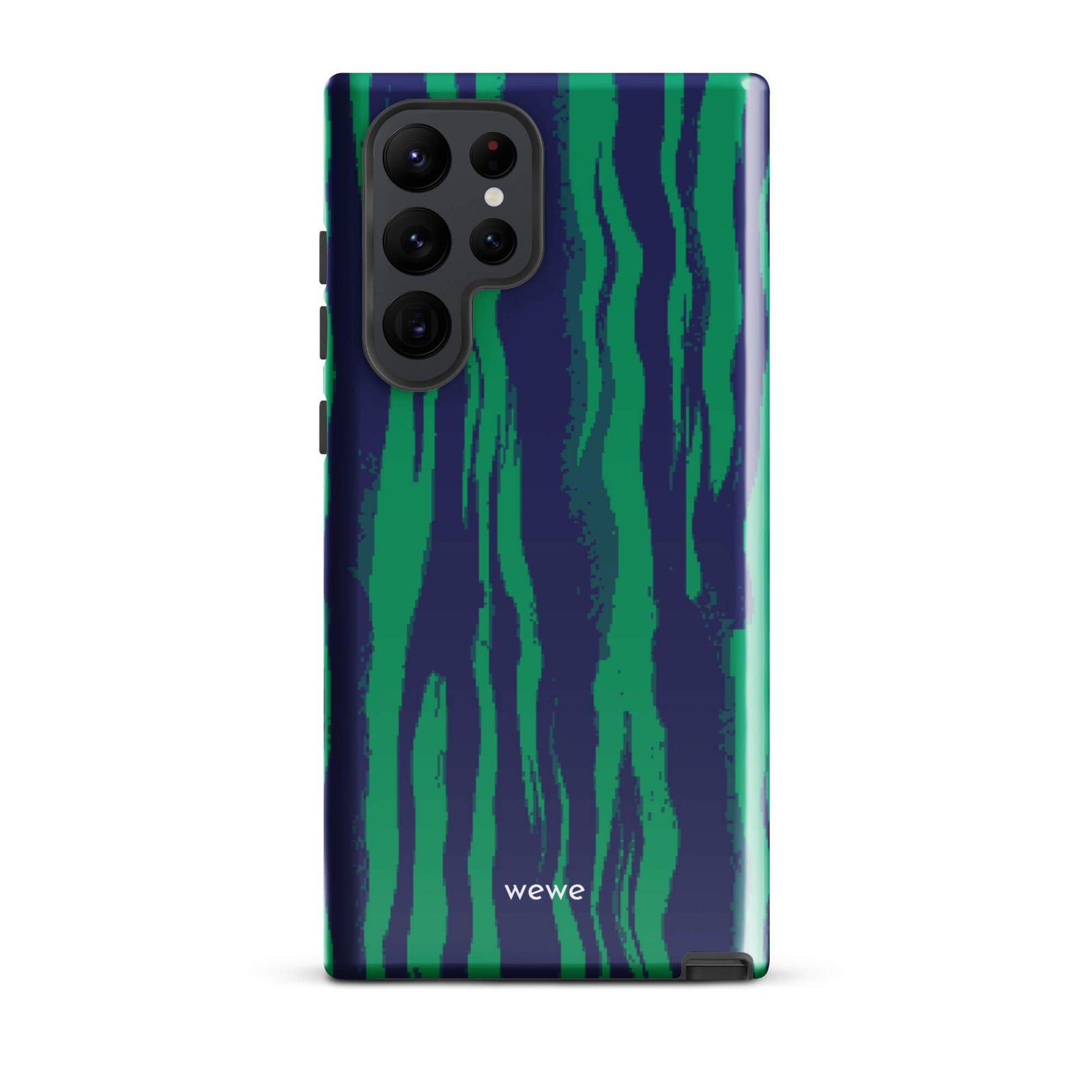 Custom samsung galaxy s22 ultra with a white and pale purple abstract, wavy, or groovy pattern.