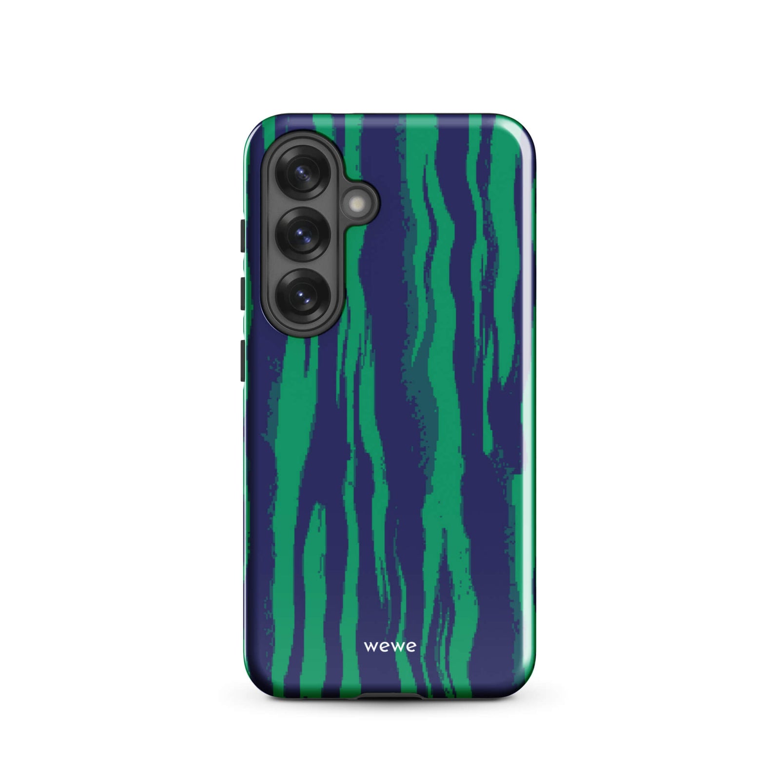 Custom samsung galaxy s25 with a white and pale purple abstract, wavy, or groovy pattern.