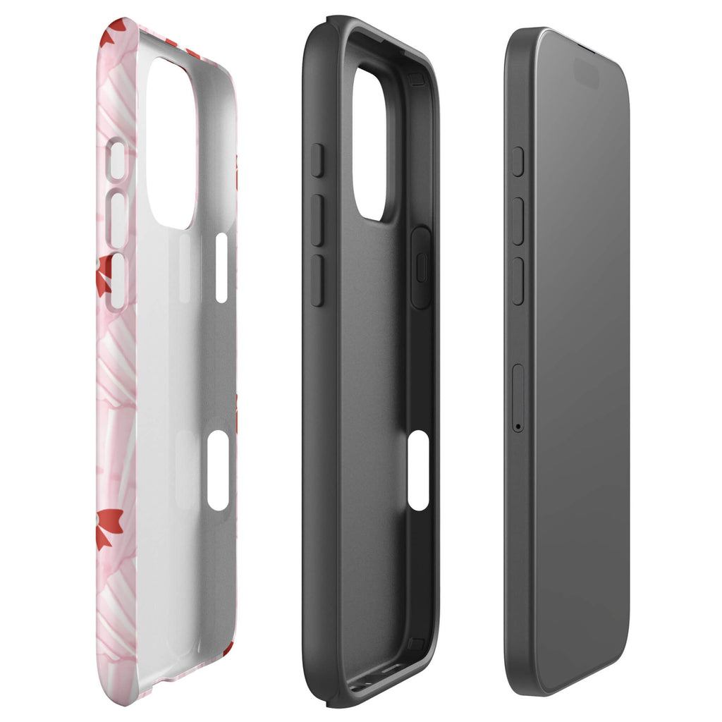 Custom hot pink bow iphone case 16 pro max dual-layer shockproof protection.
