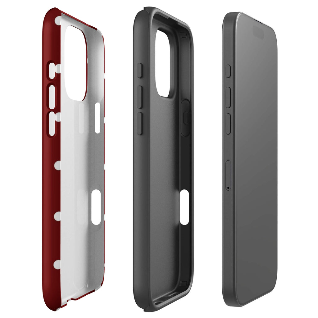 Custom maroon polka dot iphone case 16 pro max slim protective.