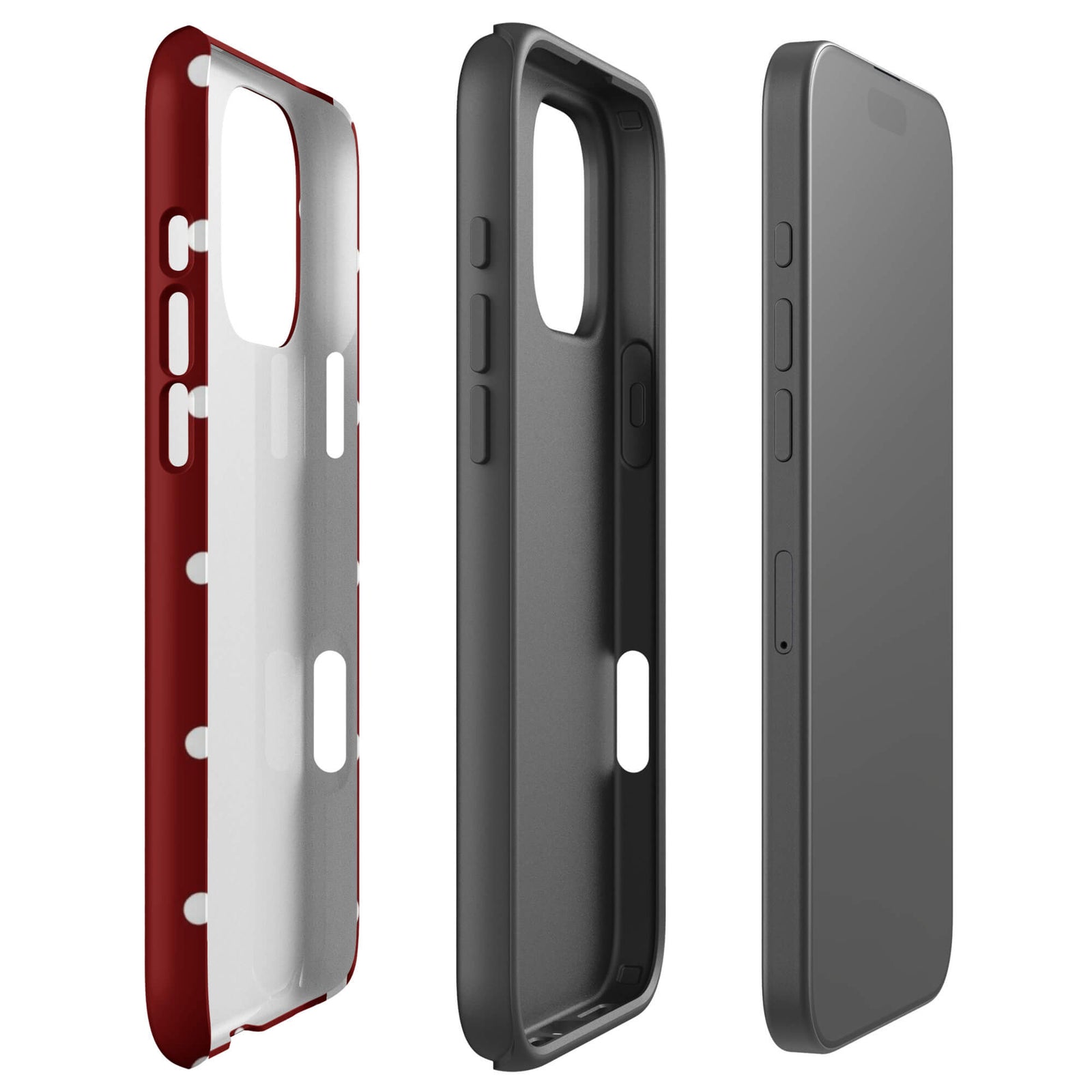 Custom maroon polka dot iphone case 16 pro max slim protective.