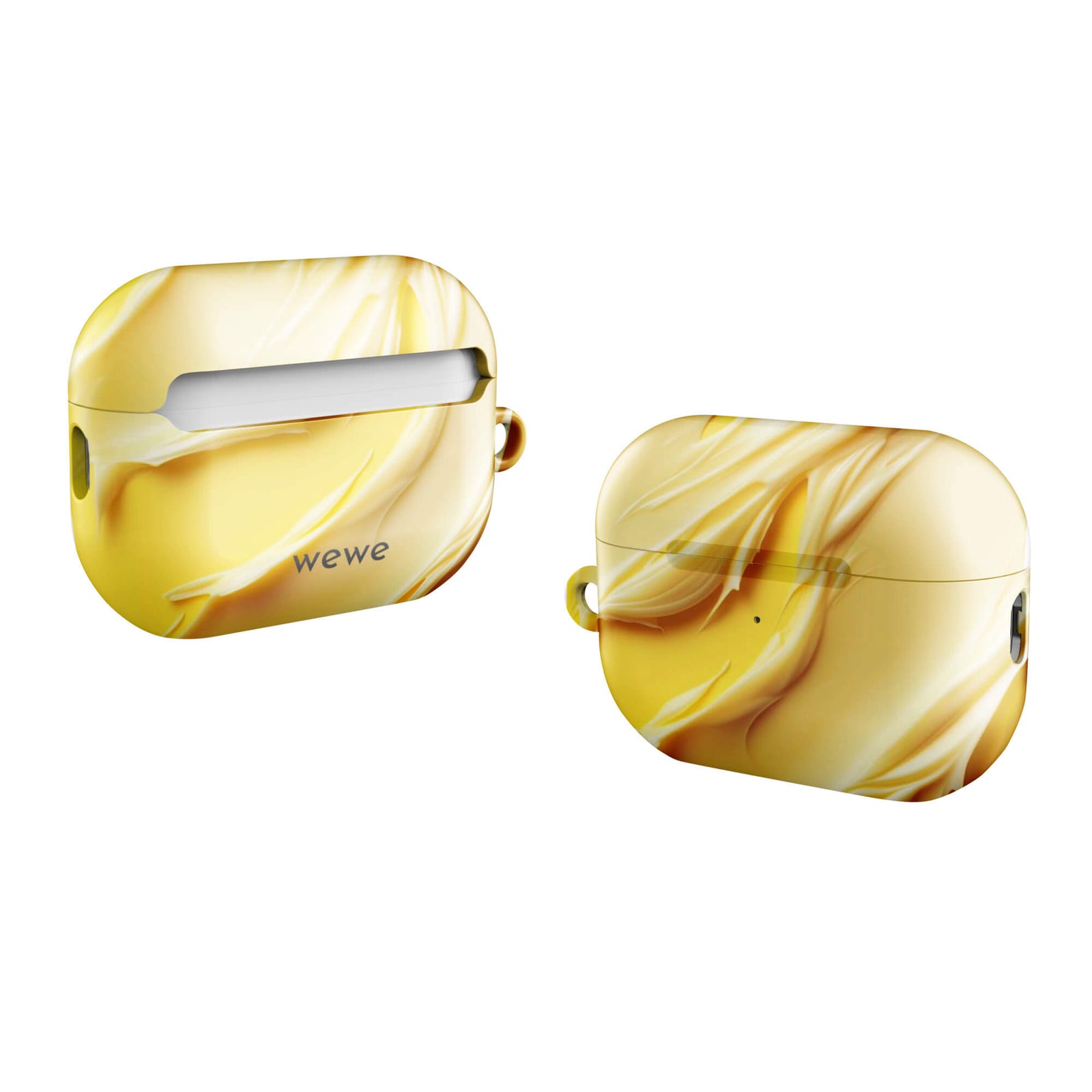 Custom AirPods case pro gen2 with a close-up, macro photo of a textured, matte yellow frosting or ice cream.