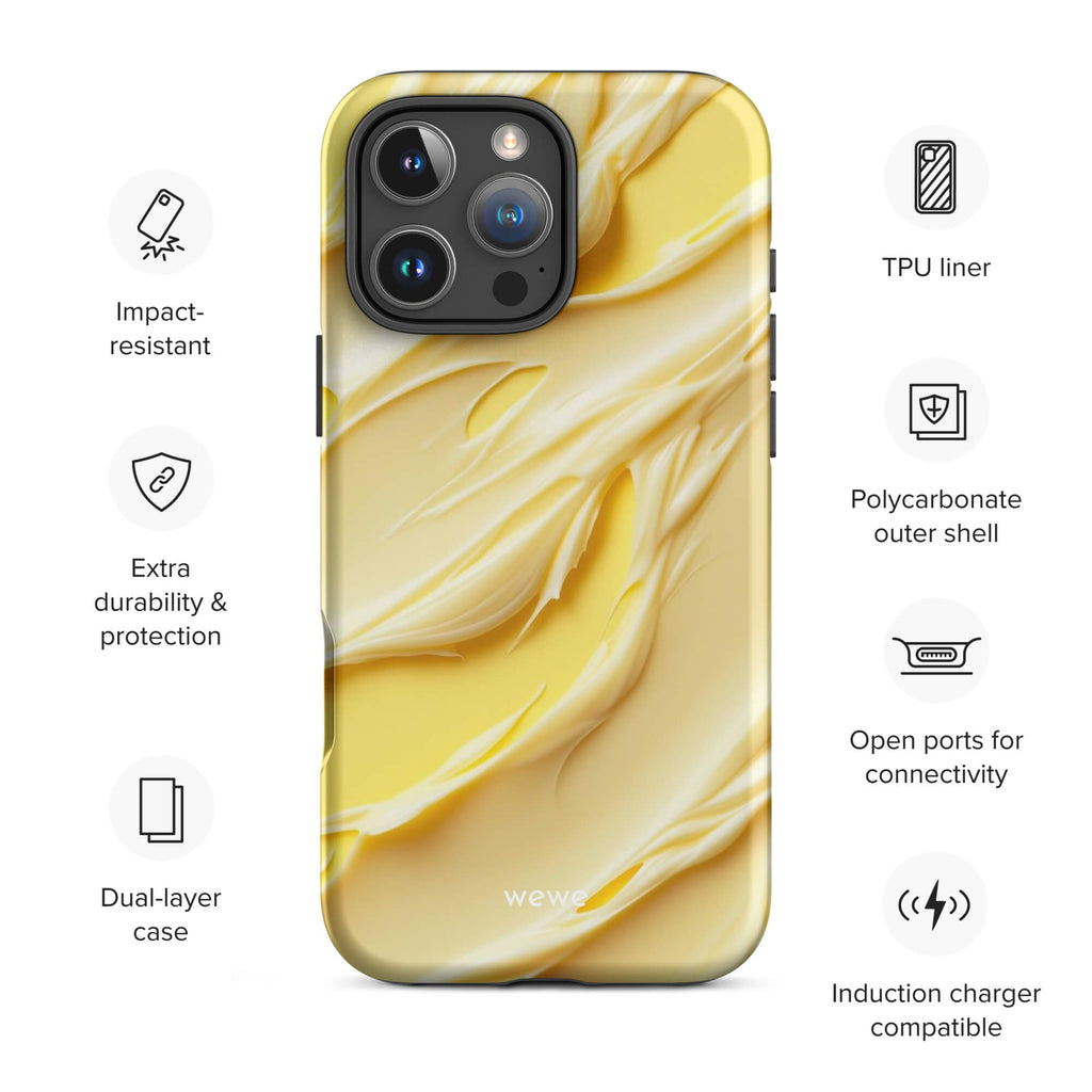 Custom vanilla yellow iphone case 16 pro max wireless charging compatible.