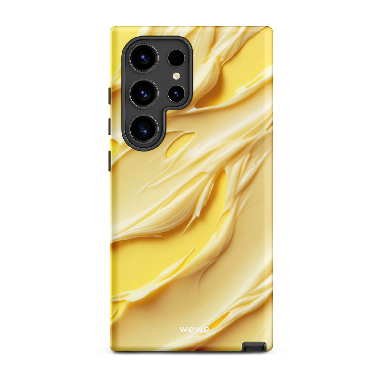 Custom samsung galaxy s24 ultra Phone case with a close-up, macro photo of a textured, matte yellow frosting or ice cream.