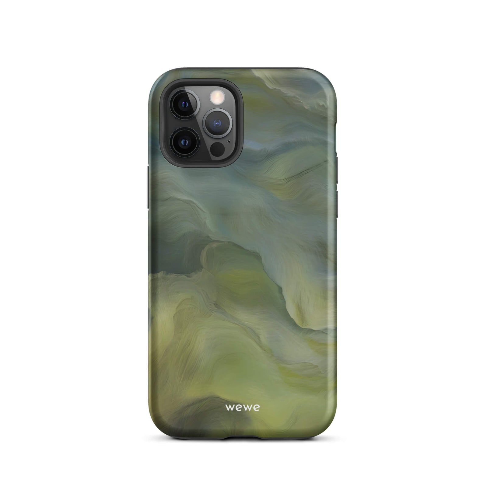 Custom iPhone case 12 pro with a close-up, macro photo of a textured, light mint green frothy substance, resembling sherbet or ice cream.