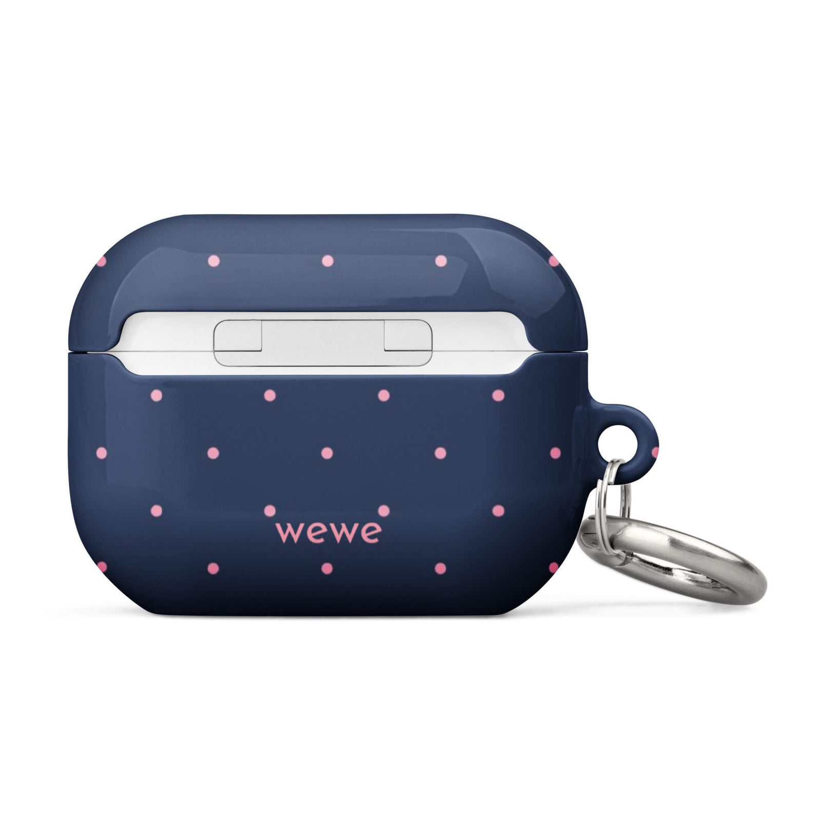 Custom navy micro polka dot AirPods case pro gen2 fun design.