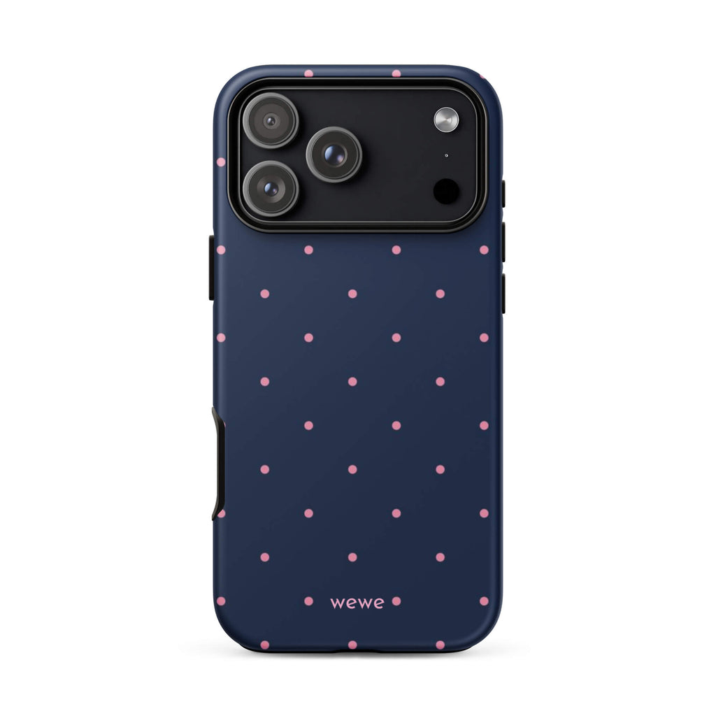 Custom navy micro polka dot iphone case 17 pro max micro pink polka dot.