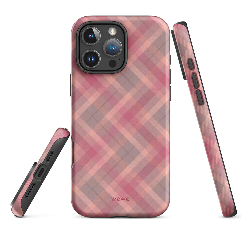 Custom red gingham iphone case 16 pro max vintage style.