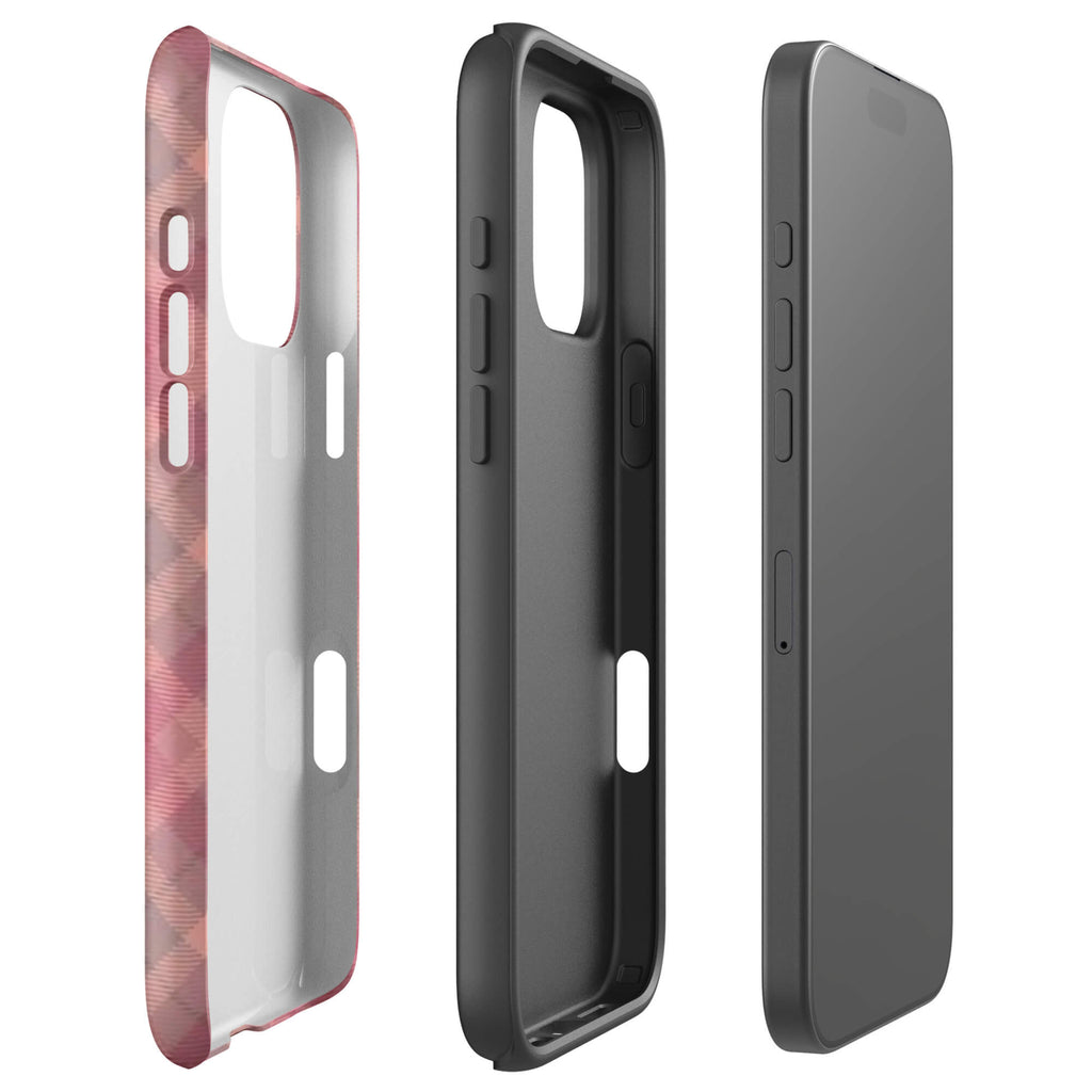 Custom red gingham iphone case 16 pro max dual-layer shockproof protection.