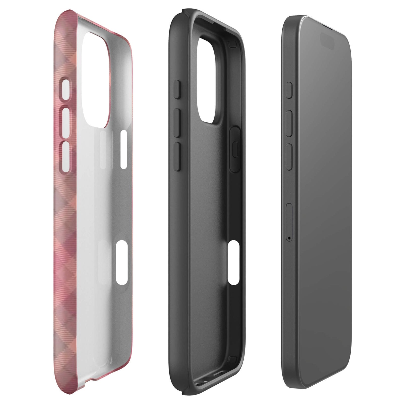 Custom red gingham iphone case 16 pro max dual-layer shockproof protection.
