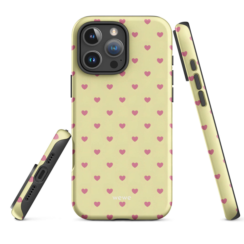 Custom cream yellow polka dot iphone case 16 pro max  cheerful gift.
