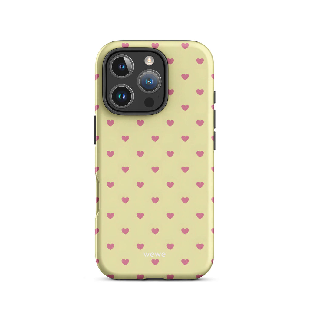 Custom cream yellow polka dot iphone case 16 pro cheerful gift.