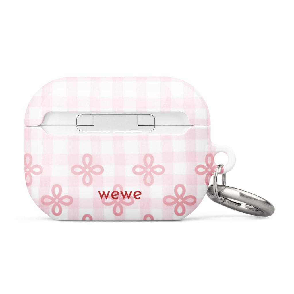 Custom baby pink lace airpods case pro gen2  romantic aesthetic back view.