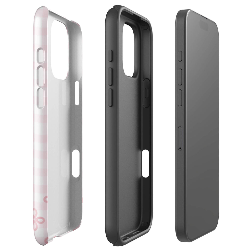Custom baby pink lace iphone case 16 pro max  dual-layer shockproof protection.