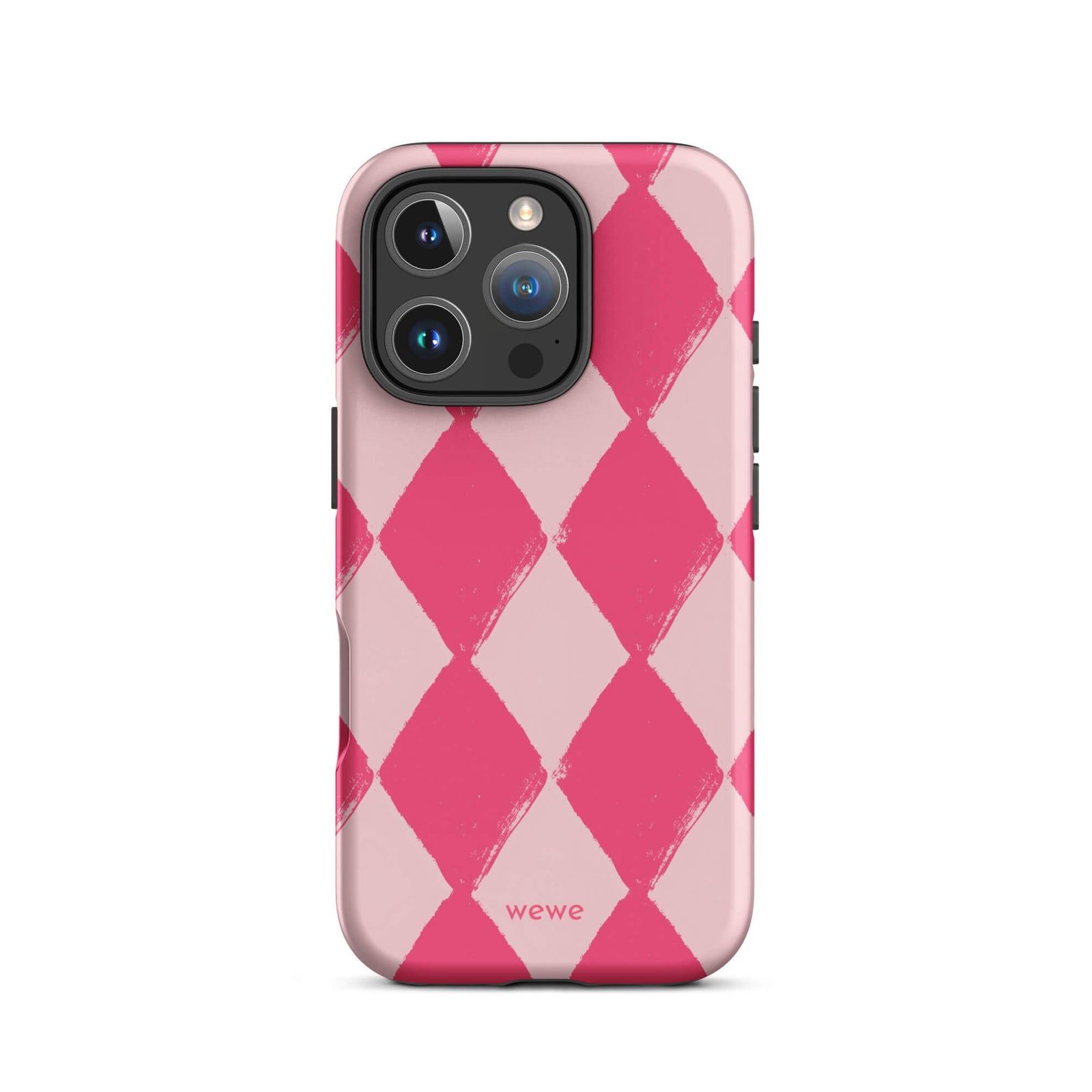 Custom pink white checkered iphone case 16 pro gift ideal.