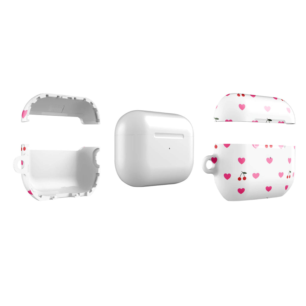Custom pink heart cherry AirPods case pro gen2 slim protective.