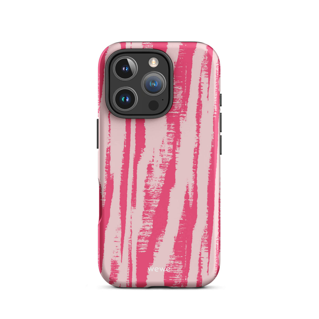 Custom pink zebra pattern iphone case 16 pro bold graphic design.