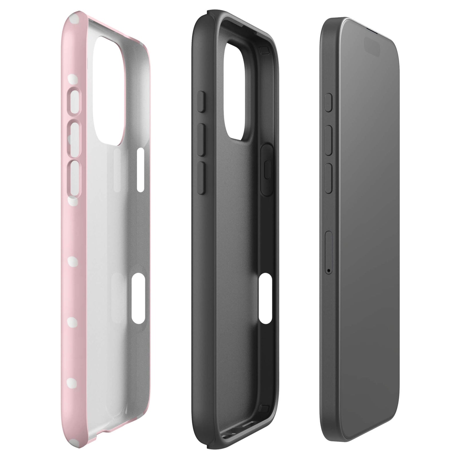 Custom pink polka dot  iphone case 16 pro max dual-layer shockproof protection.