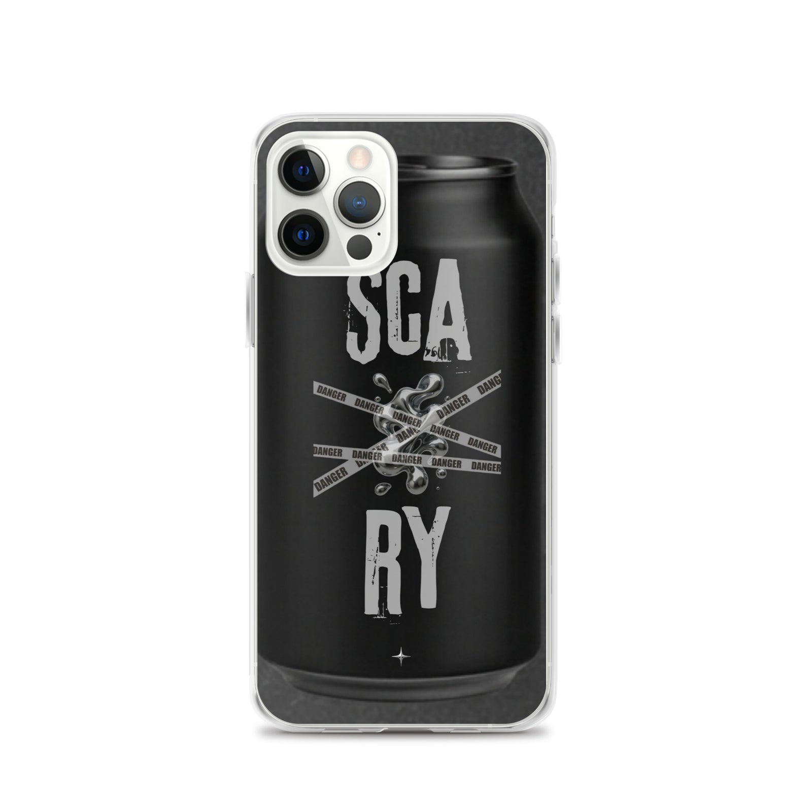 Rebel Press black clear iphone case 12 pro can inspired design streetwear minimal black edition case