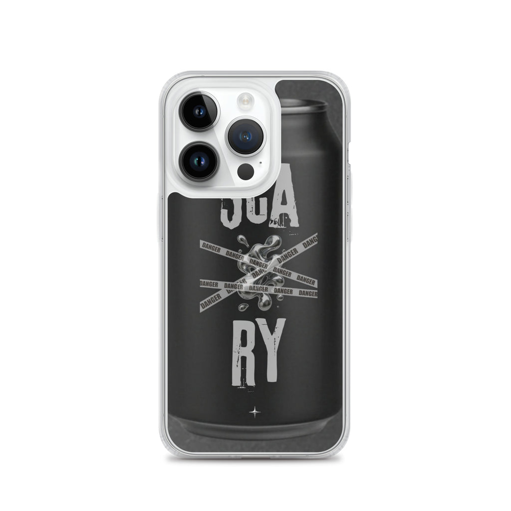 Rebel Press black clear iphone case 14 pro can inspired design streetwear minimal black edition case