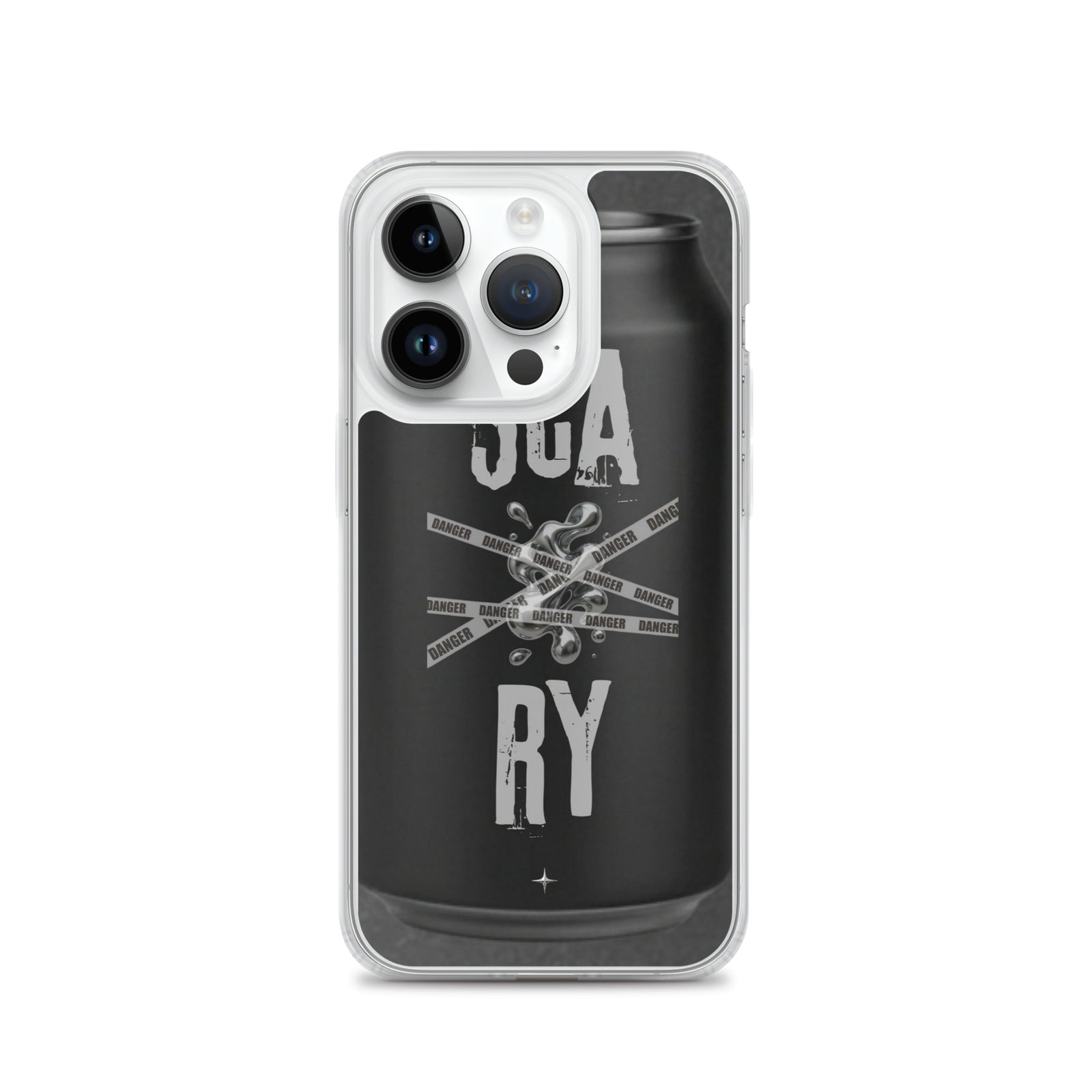 Rebel Press black clear iphone case 14 pro can inspired design streetwear minimal black edition case