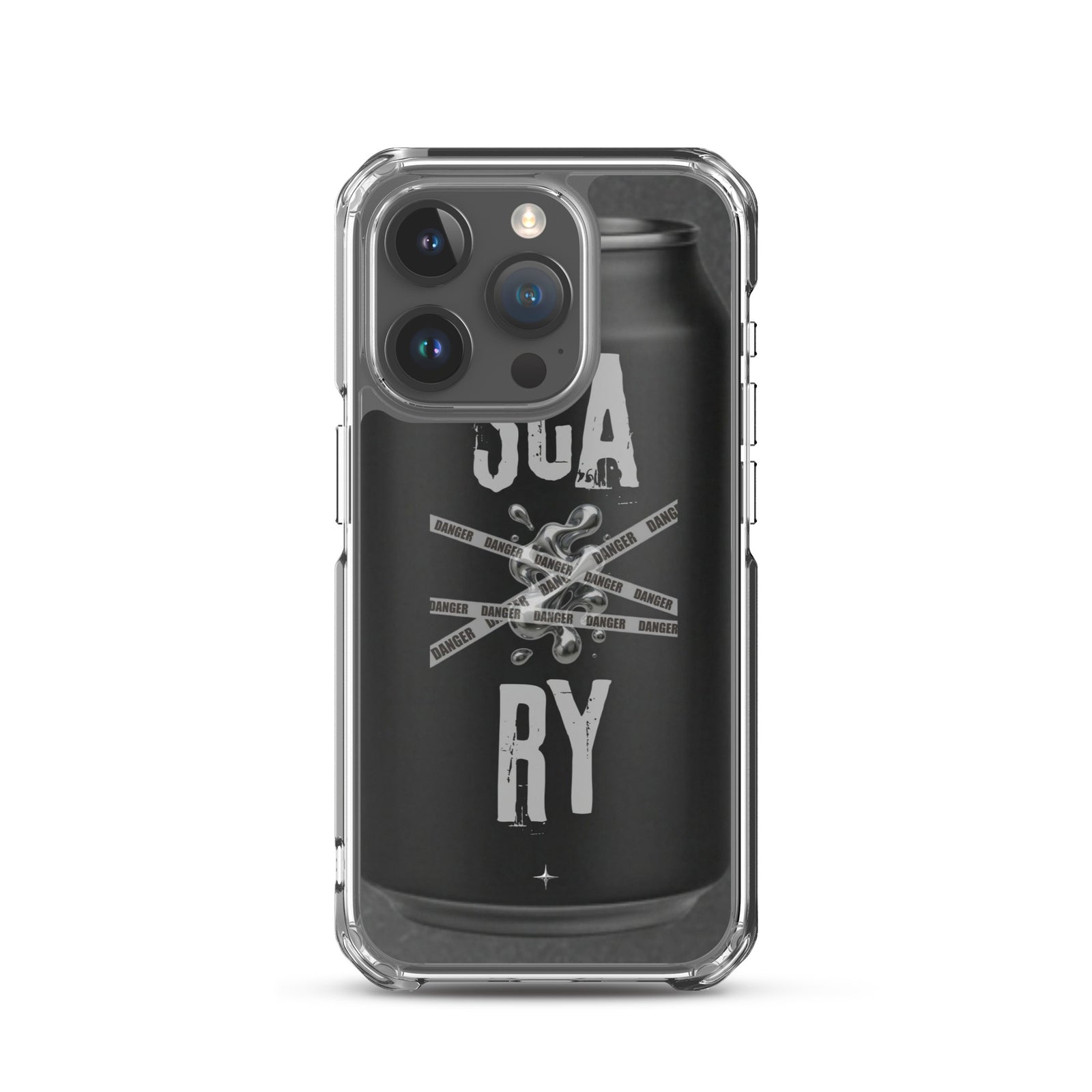 Rebel Press black clear iphone case 15 pro can inspired design streetwear minimal black edition case