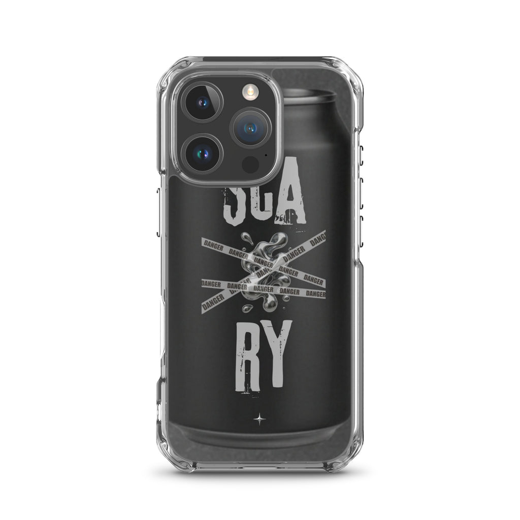 Rebel Press black clear iphone case 16 pro can inspired design streetwear minimal black edition case