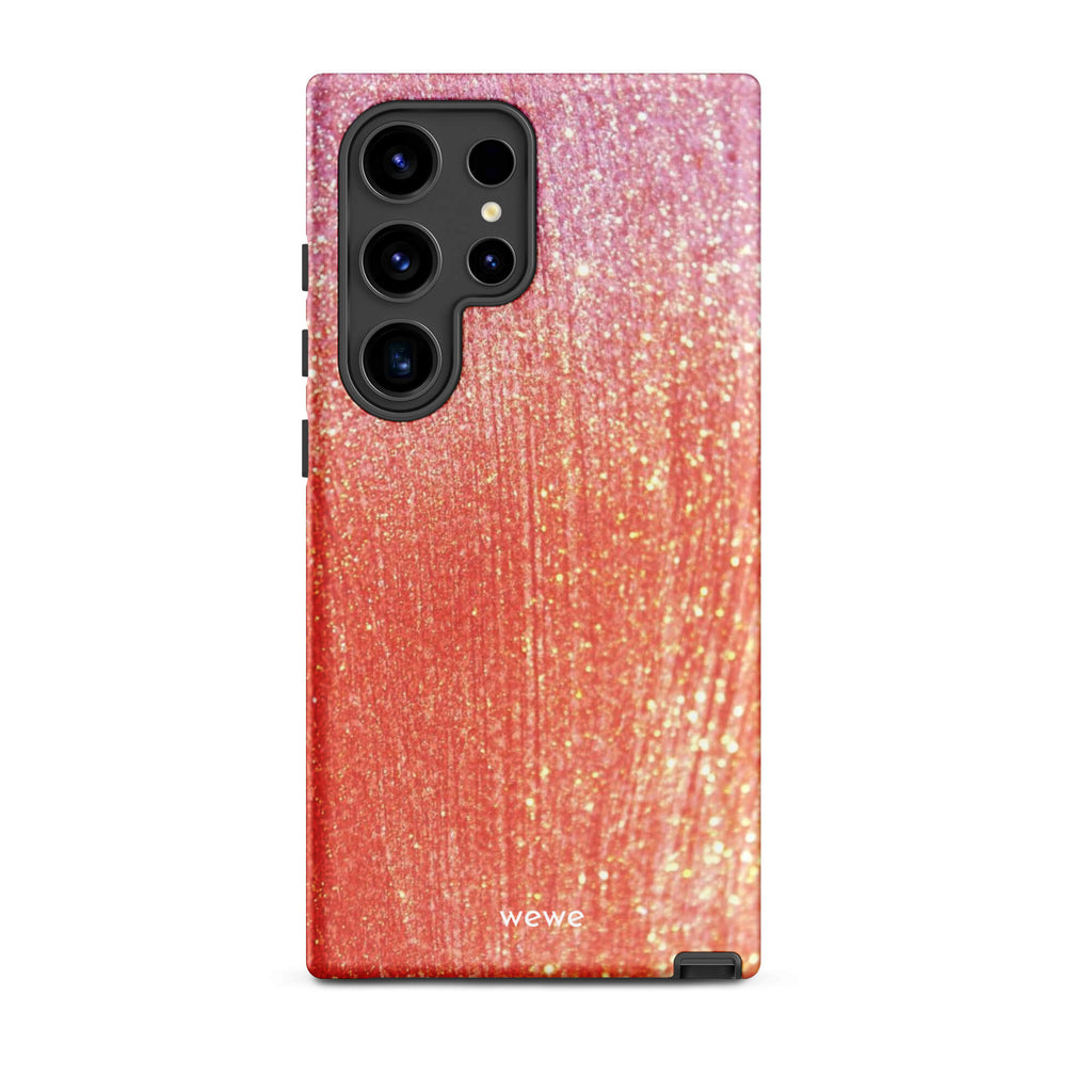 Custom samsung galaxy s24 ultra  Phone case with a sparkling rose gold glitter ombre design, fading from darker pink to lighter gold.