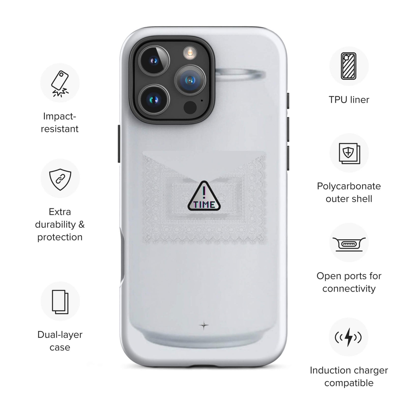 Silent Object white tough iphone 16 pro max case clean minimal aesthetic shockproof protection